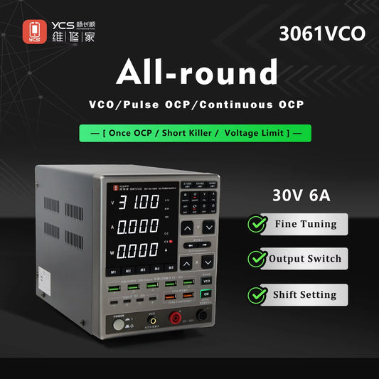 YCS 3061 VCO Adjustable DC Power Supply 30V 6A with OCP Protection for Phone Repair Digital Multifunctional Voltage Current Test Professional Repair Tools