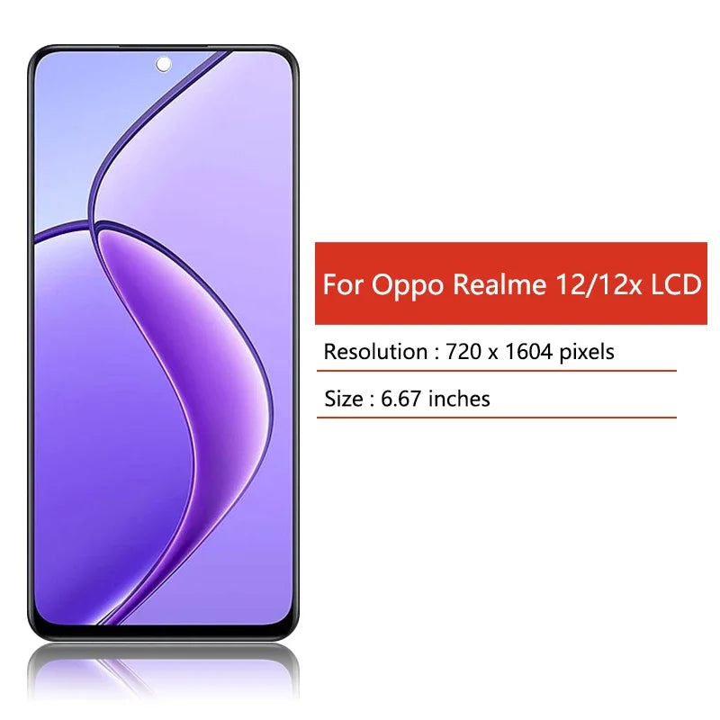 6.72'' Screen For OPPO Realme 12 12X LCD Display Touch Panel Screen Digitizer Assembly RMX3997 RMX3999 RMX3998 LCD With Frame Oppo phone repair parts Realme phone repair parts