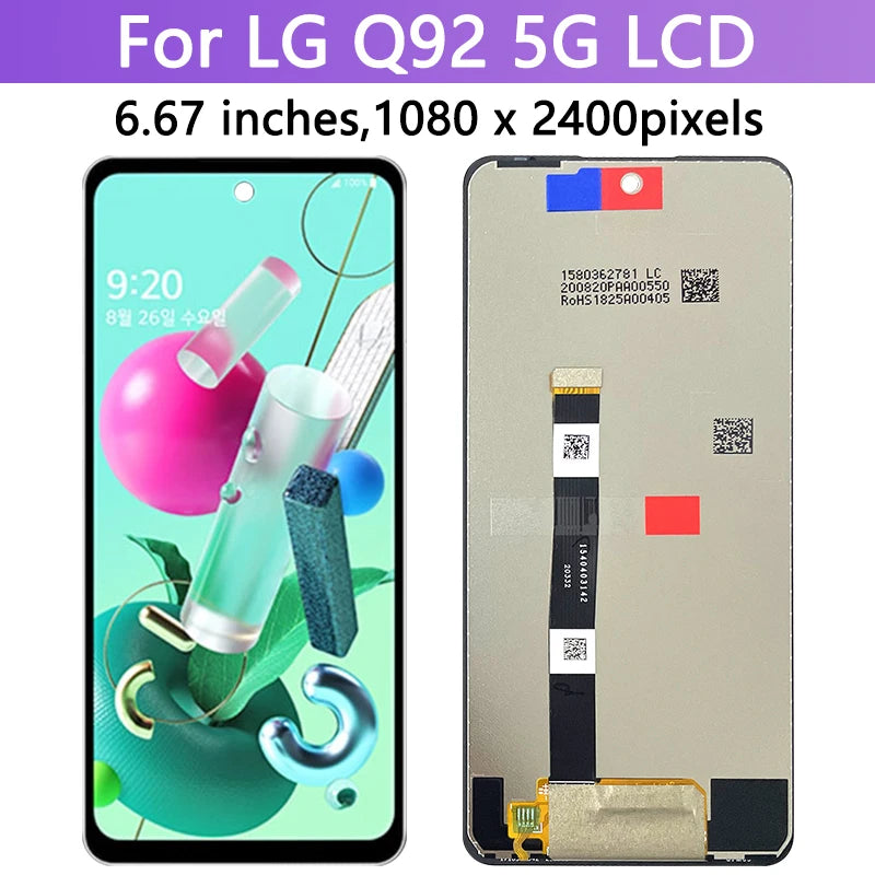 6.67"New For LG Q92 Screen for LG Q92 5G LCD LM-Q920N Display Touch Screen Digitizer Assembly Replacement Repair Parts LG phone repair parts