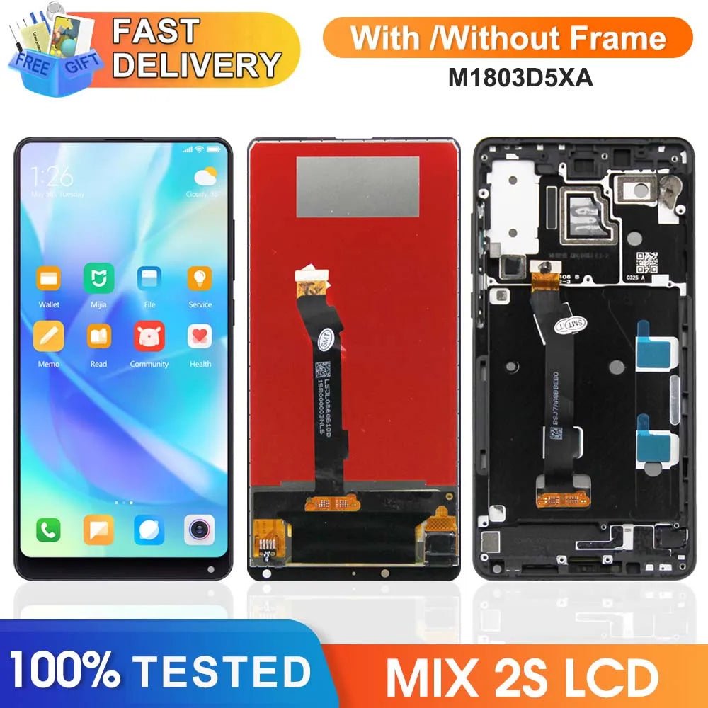 5.99" Mix 2S Display Screen Replacement, for Xiaomi Mi Mix 2S M1803D5XA Lcd Display Digital Touch Screen with Frame Replacement Xiaomi phone repair parts