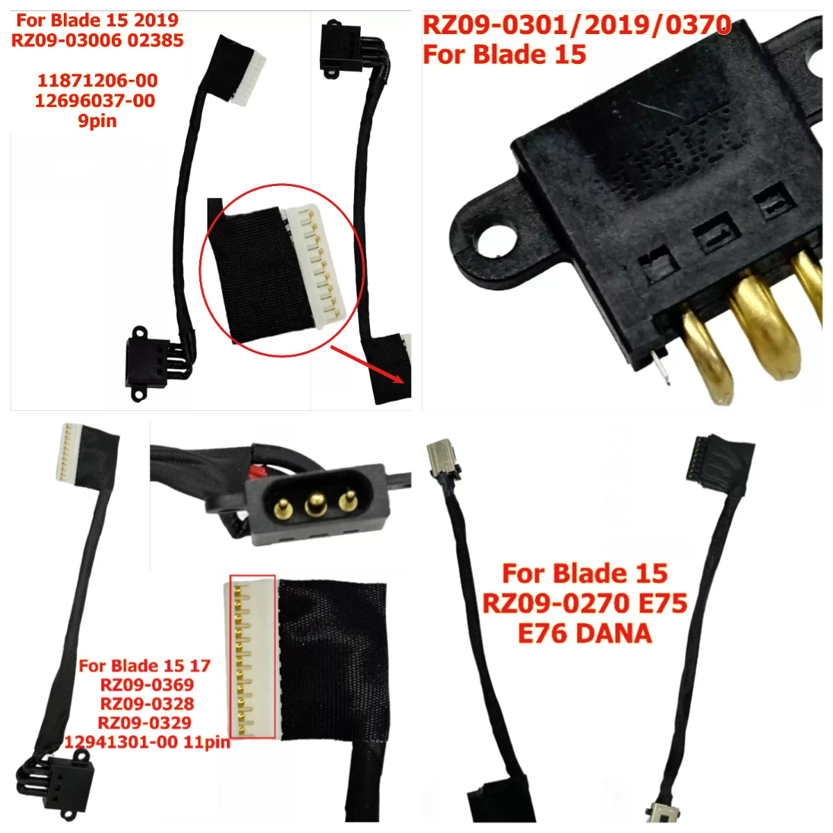 DC Power Jack Connector For Razer Blade15 RZ09-03006 02385 RZ09-0301/2019/0370/0270 E75 RZ09-0369/0328/0329 11871206-00 12941301-00 Razer laptop repair parts