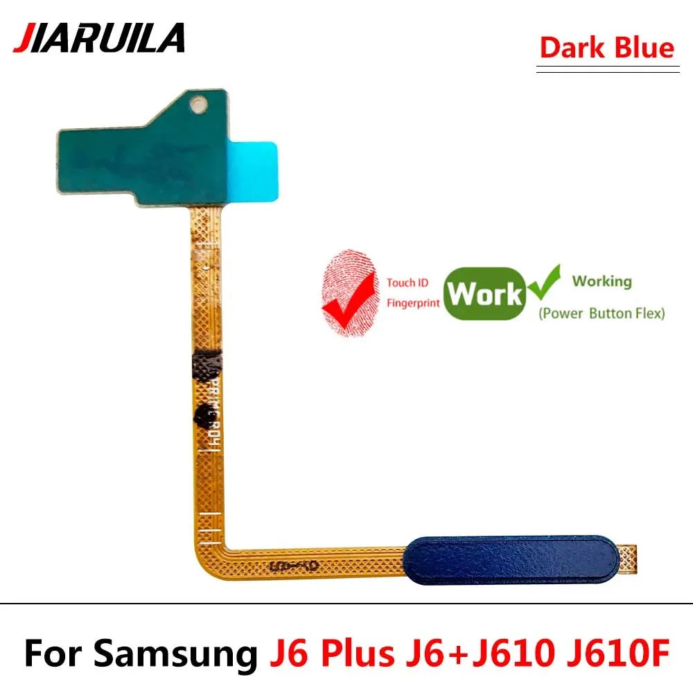 10Pcs/Lot, Home Button FingerPrint Touch ID Sensor Power Flex Cable Ribbon For Samsung J6 Plus J6+ J6plus J610 J610F Samsung phone repair parts
