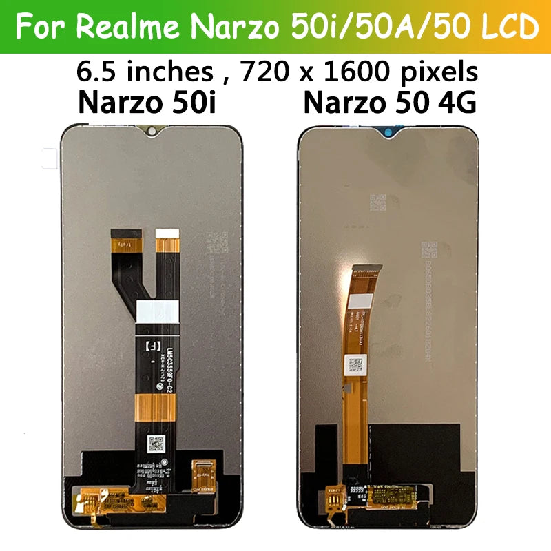 OEM For Oppo Realme Narzo 50 50i 50A LCD Display Touch Screen Digitizer Assembly RMX3286  RMX3235 RMX3430 Display With Frame Oppo phone repair parts Realme phone repair parts