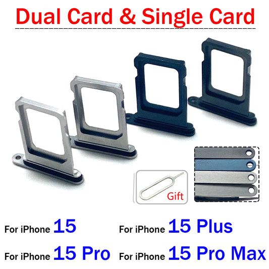 Dual SIM Single SIM Card Tray Slot Holder Adapter Accessories For iPhone 15 Pro Max Plus iPhone phone repair parts