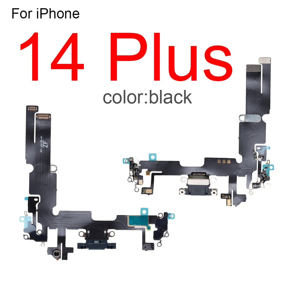 1Pcs Charging Port Flex Cable for iPhone 15 Pro Max 13 14 Plus 12 mini USB Charger Dock Connector With Microphone Ribbon Repair iPhone phone repair parts