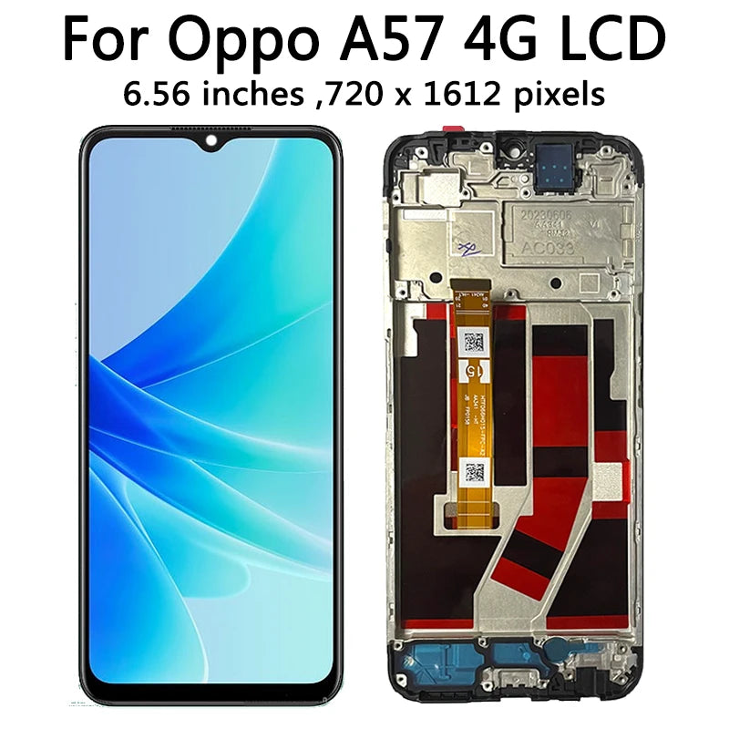 6.56" Tested A57 4G Screen For Oppo A57 4G LCD CPH2387 Display With Frame Screen Touch Panel Digitizer Replacement Parts Oppo phone repair parts Realme phone repair parts
