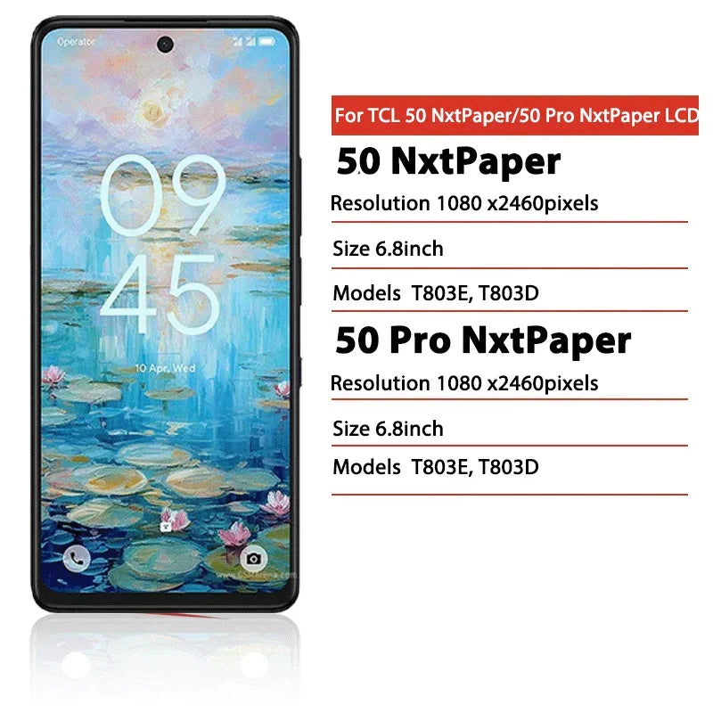 6.8"Inch For TCL 50 NxtPaper / 50 Pro NxtPaper 5G LCD DIsplay Touch Screen Digitizer Assembly T803E T803D Display Frame ZTE phone repair parts