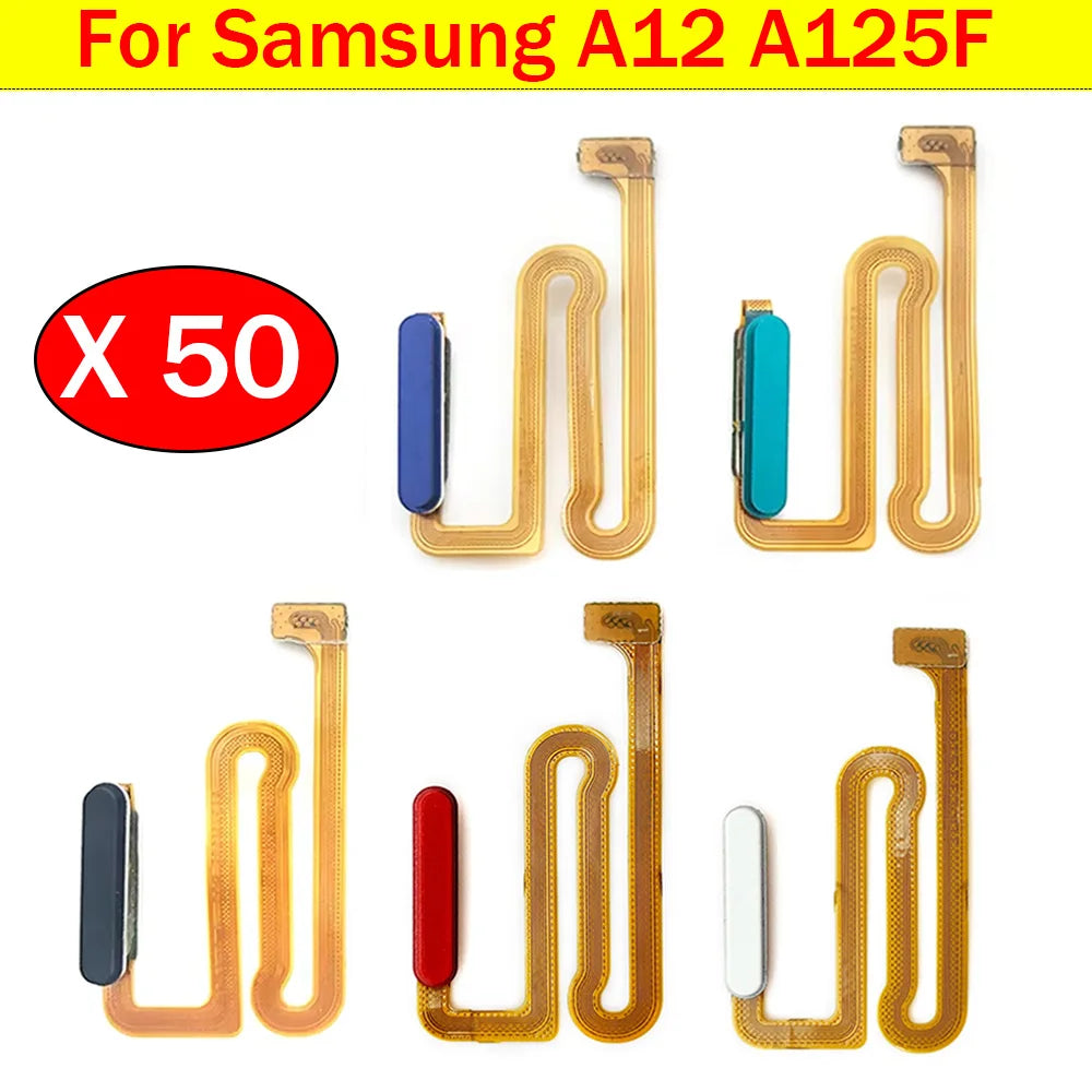 50Pcs/Lot, Fingerprint Sensor Home Return Key Menu Button Flex Ribbon Cable For Samsung A12 A125 A125F Samsung phone repair parts