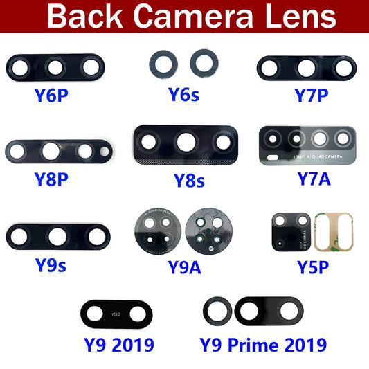Camera Glass Lens Back Rear Camera Glass Lens with Adhensive For Huawei Y9S Y9A Y8S Y8P Y6P Y7P Y7A Y6s Y5P 2020 Y9 Prime 2019 Huawei phone repair parts