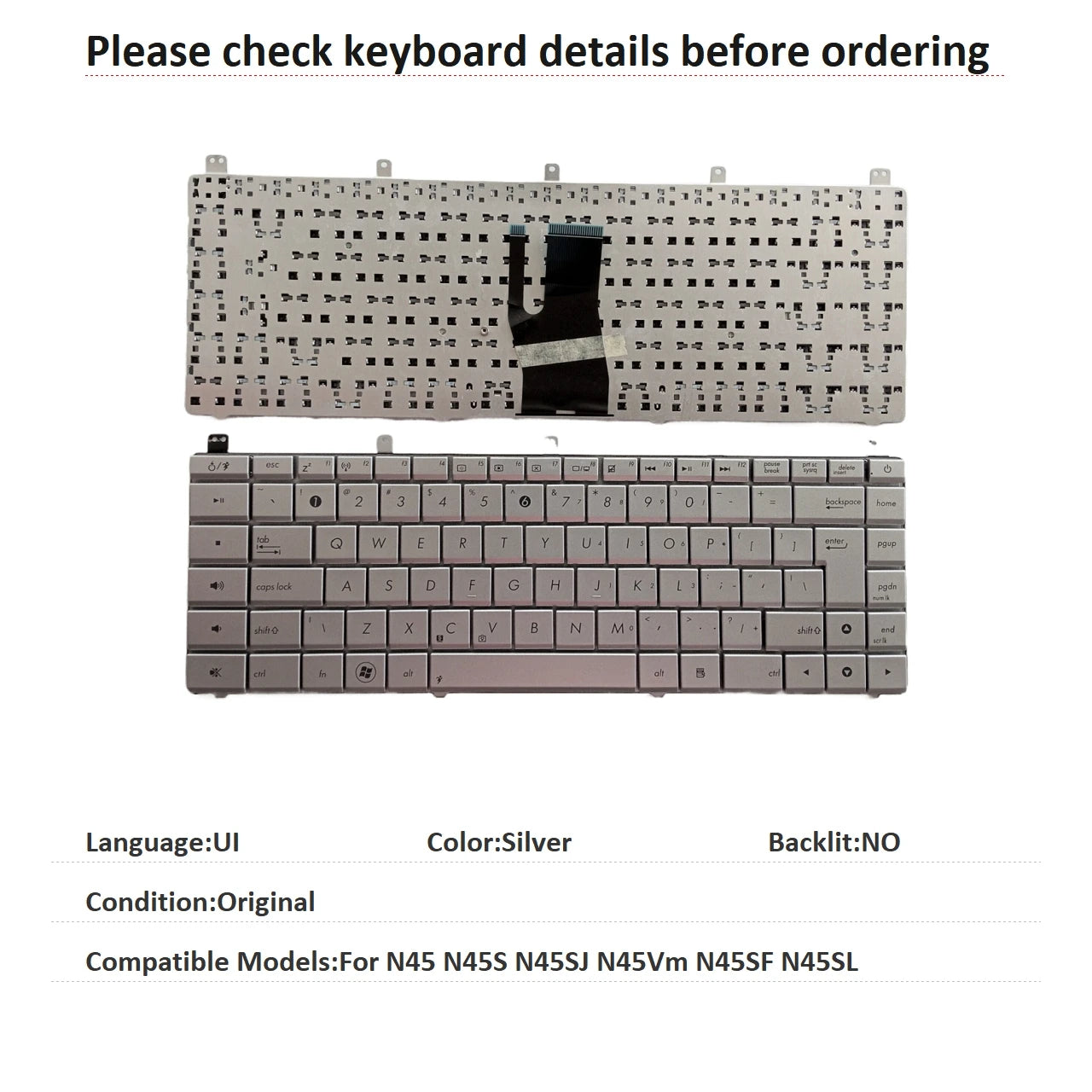 New UI Language  Keyboard For ASUS N45 N45S N45SJ N45Vm N45SF N45SL Notebook PC Replacement Keyboard ASUS laptop repair parts
