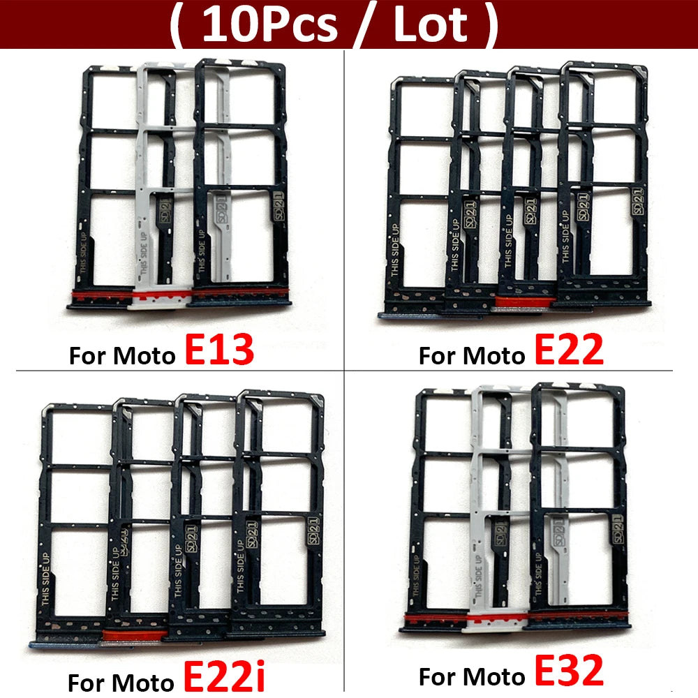 10Pcs, SIM Card Tray Slot Holder Adapter Accessories For Motorola Moto E13 E32 E22 E22i Motorola phone repair parts