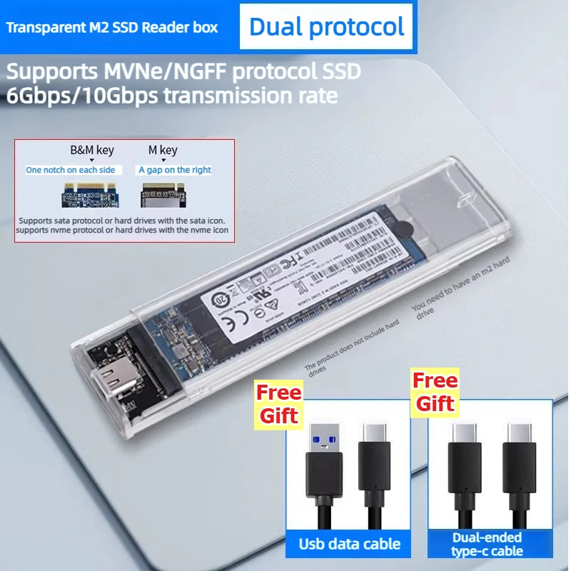 M.2 SSD NGFF/NVME to Type C USB laptop Mobile HardDisk boxes External SATA reading Portable 10/6Gbps Enclosure Adapter Laptop Accessories