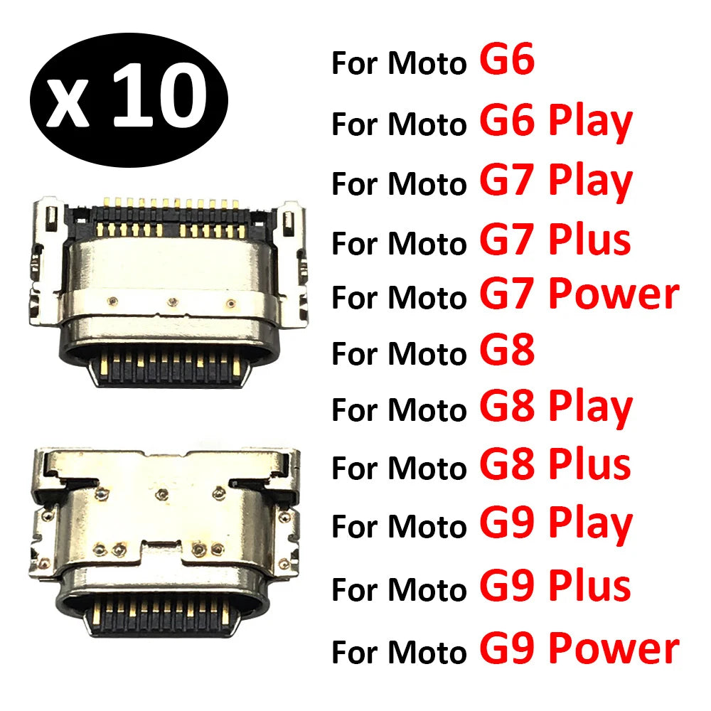 10Pcs USB Charging Port Connector Charge Jack Socket Plug Dock For Motorola Moto G9 G5 G5S G6 G7 Plus G8 Power Play Plus Lite Motorola phone repair parts