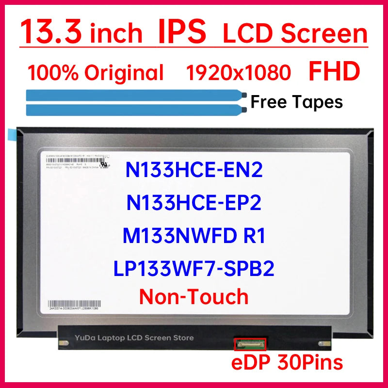 13.3 Inch IPS LCD Screen N133HCE-EN2 LP133WF7-SPB2 M133NWFD R1 N133HCE-EP2 Display Matrix Panel Replacement 1920x1080 Non-Touch Laptop screen replacement