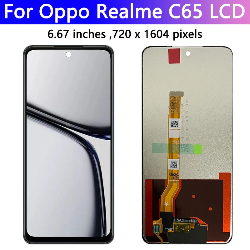 C65 Display Screen With Frame For Oppo Realme C65 4G LCD Display Touch Screen Digitizer For Realme C65 5G RMX3910 LCD Assembly Oppo phone repair parts Realme phone repair parts