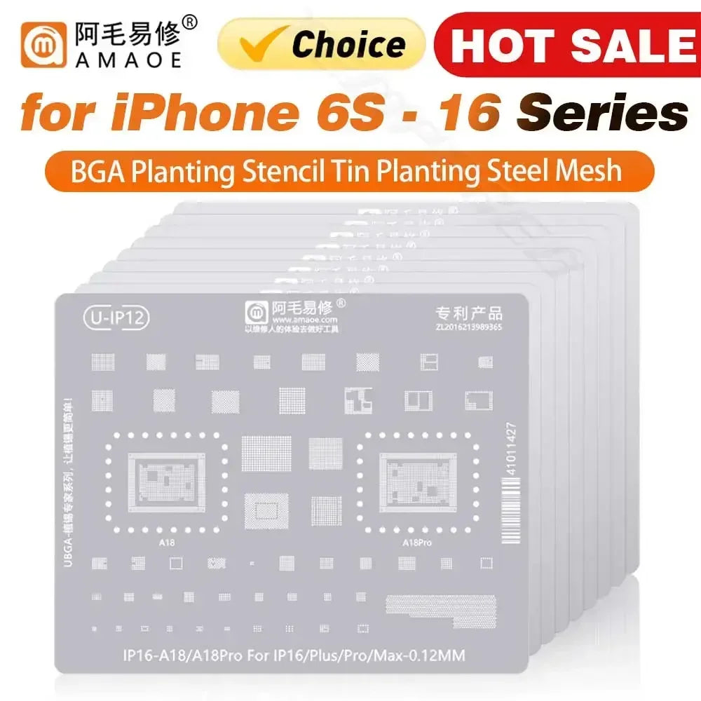 QIANLI MEGA-IDEA Black BGA Reballing Stencil Multifunction Universal Net for iPhone 6-17 Pro Max Planting Tin Steel Mesh Tools Professional Repair Tools
