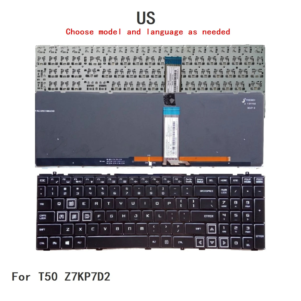 New US Language  RGB Keyboard For Mechanican T50 Z7KP7D2 Notebook PC Replacement Keyboard