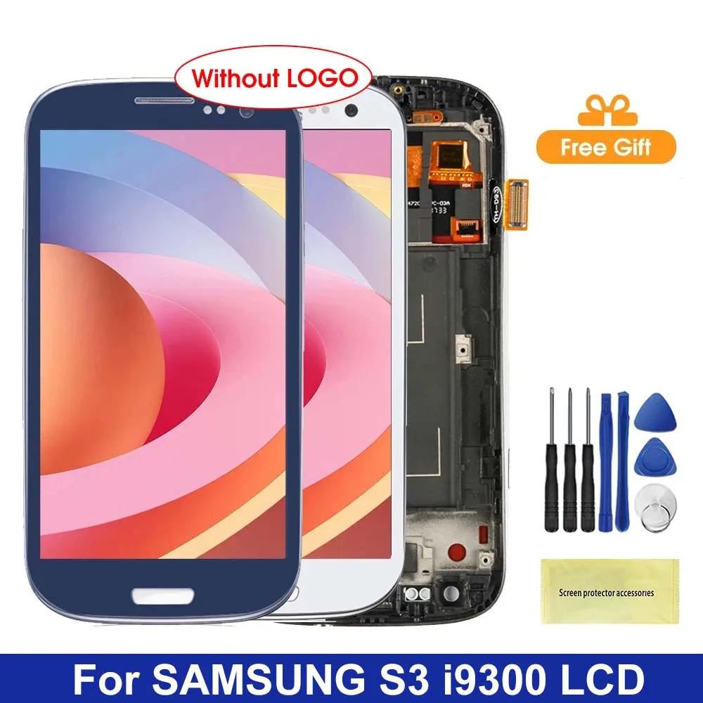 S3 I9300 Display Screen, for Samsung Galaxy S3 i9300 i9300i Lcd Display Touch Screen Digitizer Replacement with Frame Samsung phone repair parts