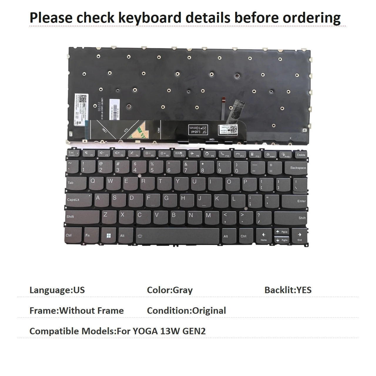 New US Language  Backlit Keyboard For Lenovo YOGA 13W GEN2 Notebook PC Replacement Keyboard Lenovo laptop repair parts