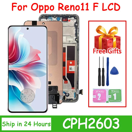 6.7"AMOLED For Oppo Reno 11F CPH2603 LCD Display+Touch Screen Digitizer Assembly For Reno11 F Display with Frame Oppo phone repair parts Realme phone repair parts