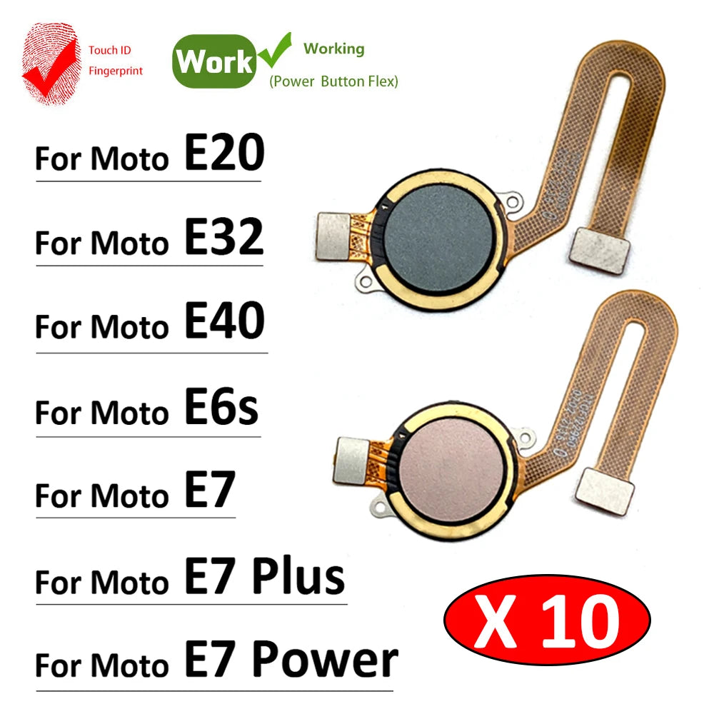 10Pcs/Lot, Home Button FingerPrint Touch ID Sensor Flex Cable For Motorola Moto E20 E32 E40 E6s E7 Plus Power Motorola phone repair parts