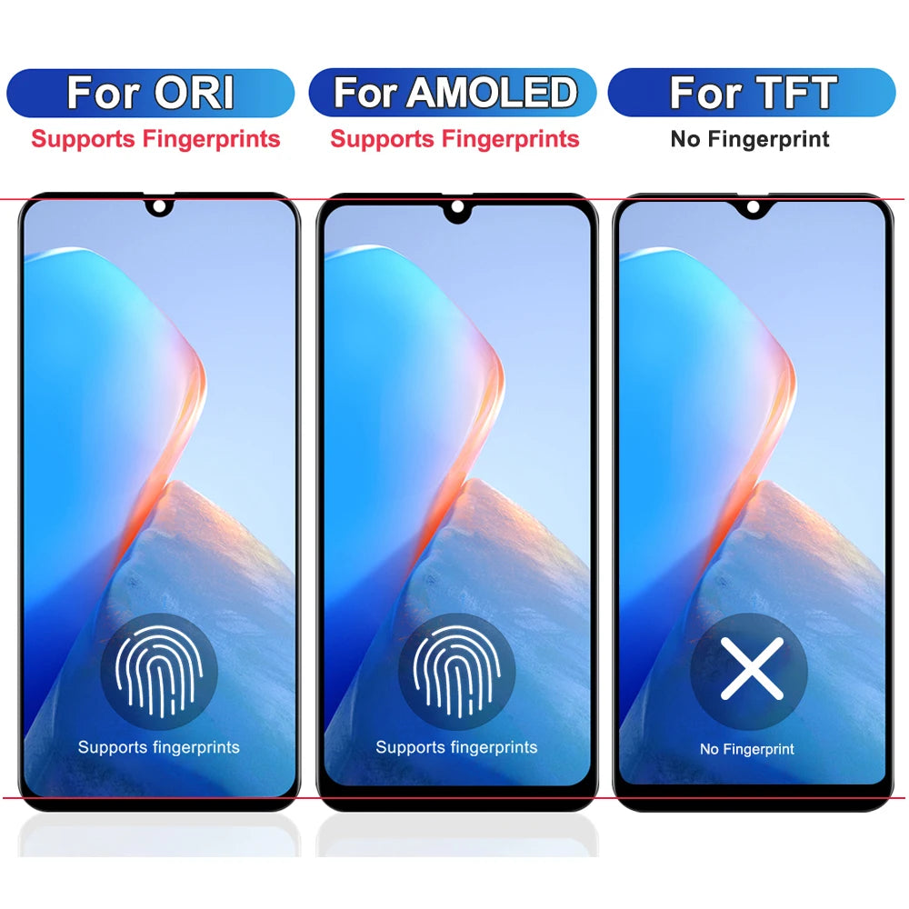 Super AMOLED A70 Display Screen, for Samsung Galaxy A70 A705 A705F A705FD LCD Display Digital Touch Screen Assembly with Frame Samsung phone repair parts