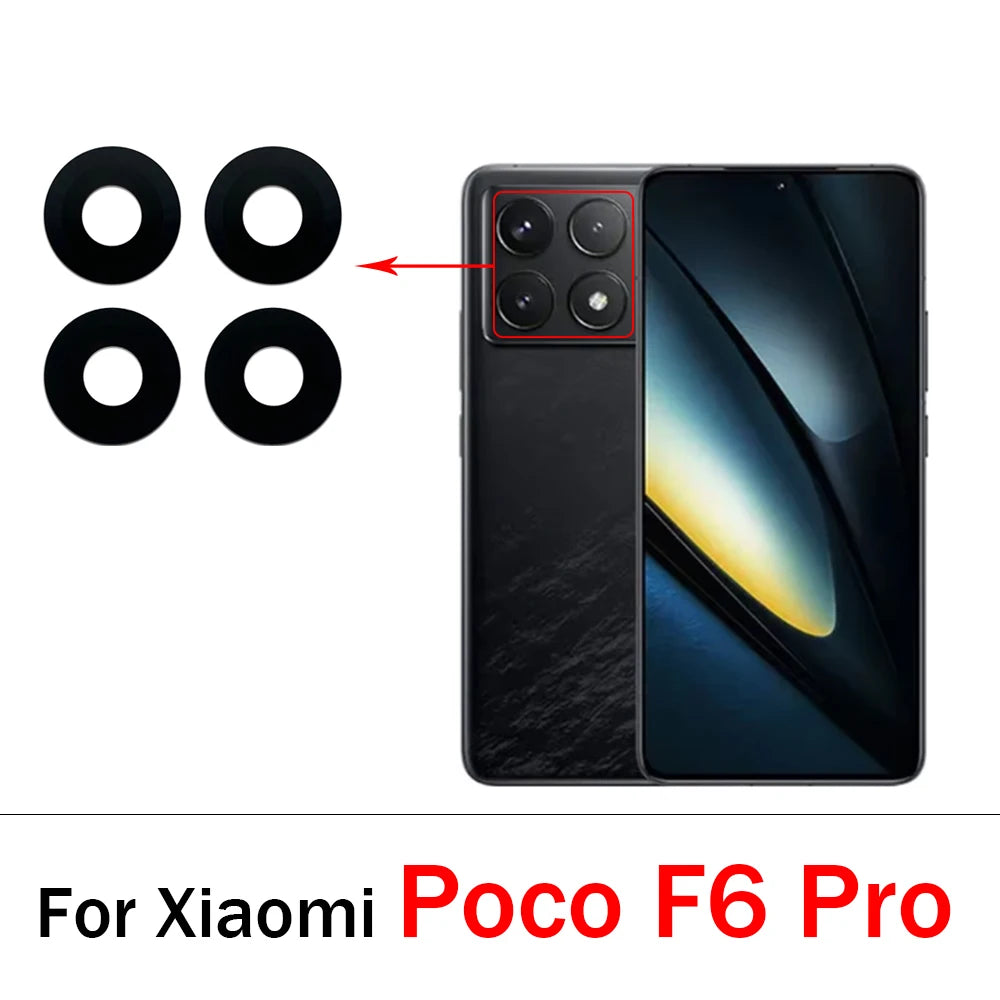 100Pcs，Rear Back Camera Glass Lens For Xiaomi Poco F5 F6 M5 M5s M6 X5 X6 Pro 4G 5G Camera Glass With Glue Adhesive  Xiaomi  Xiao mi phone repair parts