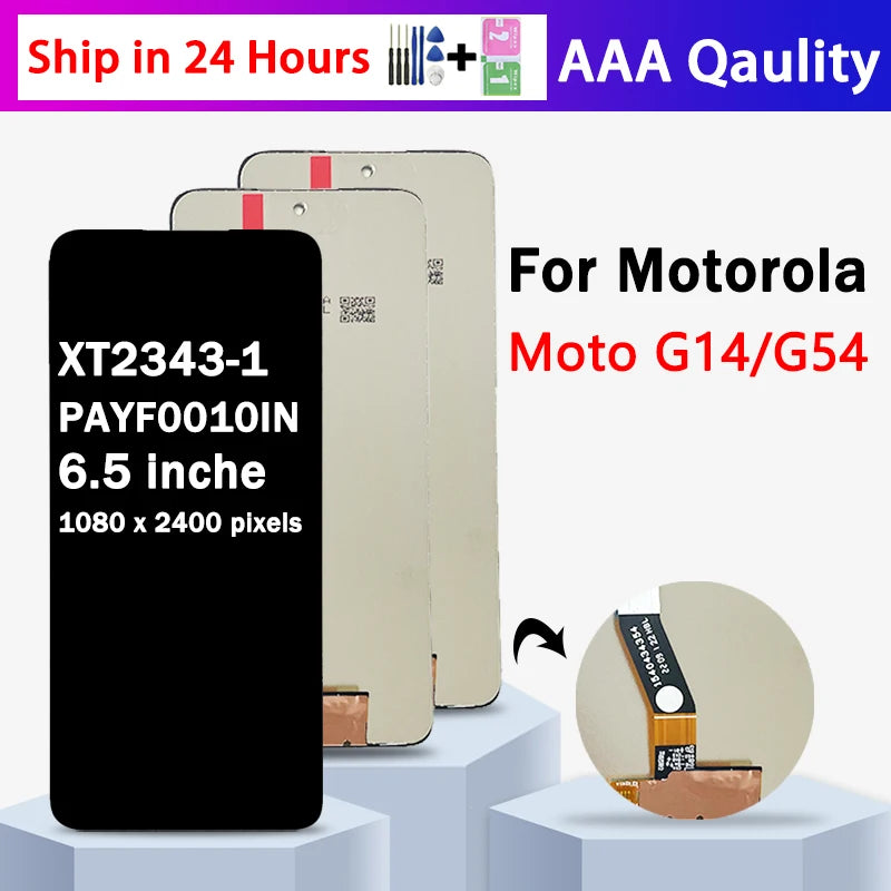 6.5'' New 120Hz LCD For Motorola Moto G14/G54 PAYF0010IN XT-2343-1 LCD Display With Frame Touch Screen Digitizer Assambly Motorola phone repair parts