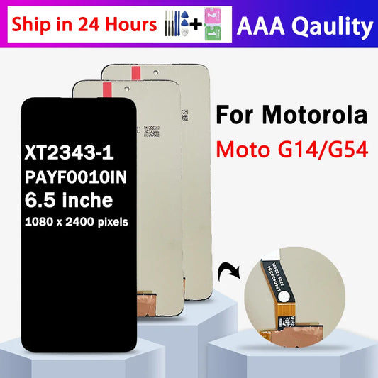 6.5'' New 120Hz LCD For Motorola Moto G14/G54 PAYF0010IN XT-2343-1 LCD Display With Frame Touch Screen Digitizer Assambly Motorola phone repair parts
