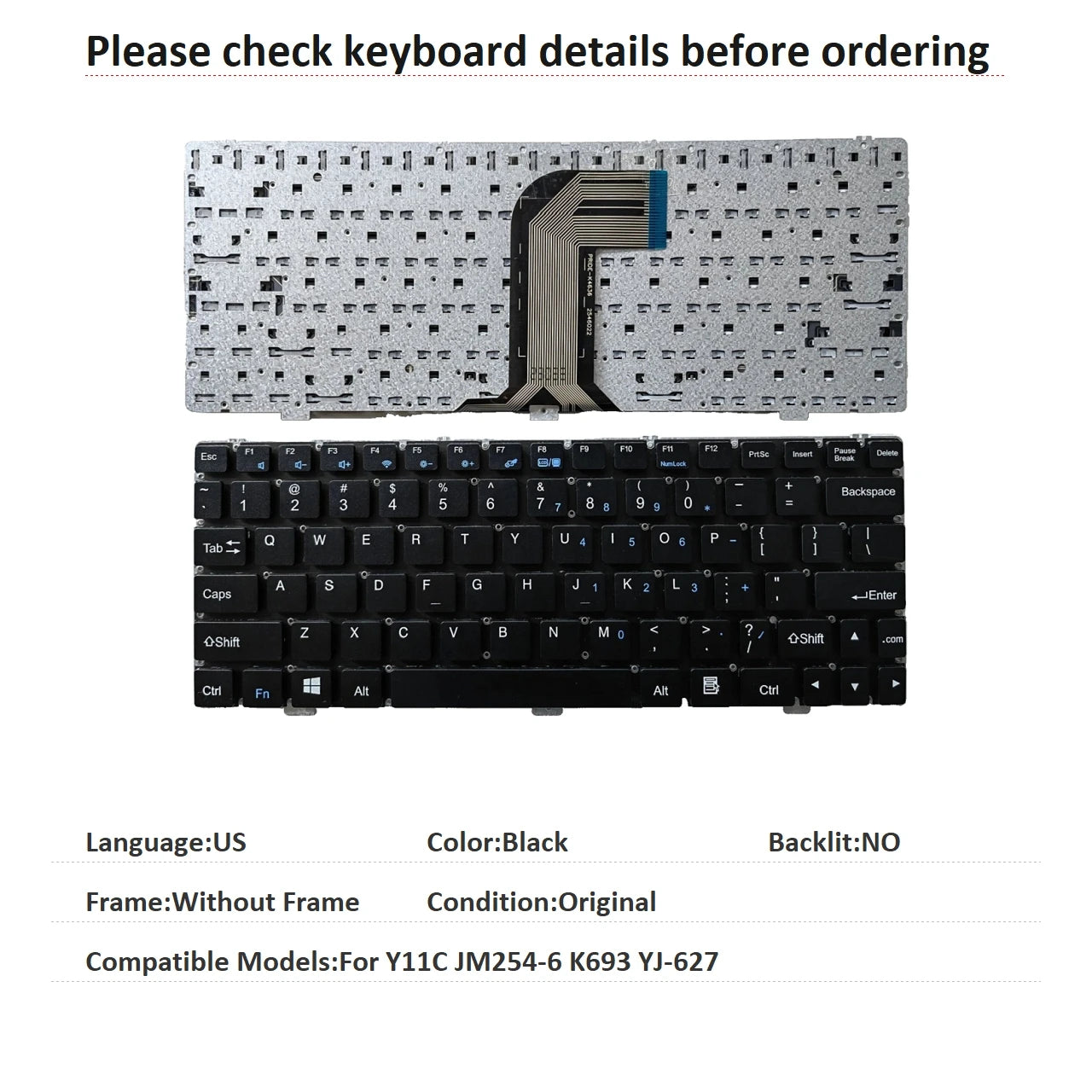New US Language  Keyboard For Haier Y11C JM254-6 K693 YJ-627 Notebook PC Replacement Keyboard