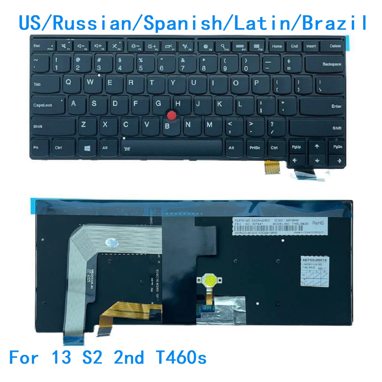 New US Russian Spanish Latin Brazil Laptop Backlit Keyboard For Lenovo Thinkpad 13 S2 2nd T460s 01YR088 Lenovo laptop repair parts