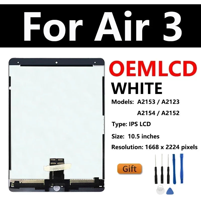 OEM LCD For Apple iPad Pro 10.5 1st 2nd 2017 A1701 A1709 A1852 iPad Air 2019 A2153 A2123 A2154 Display Touch Screen Assembly  iPad repair parts