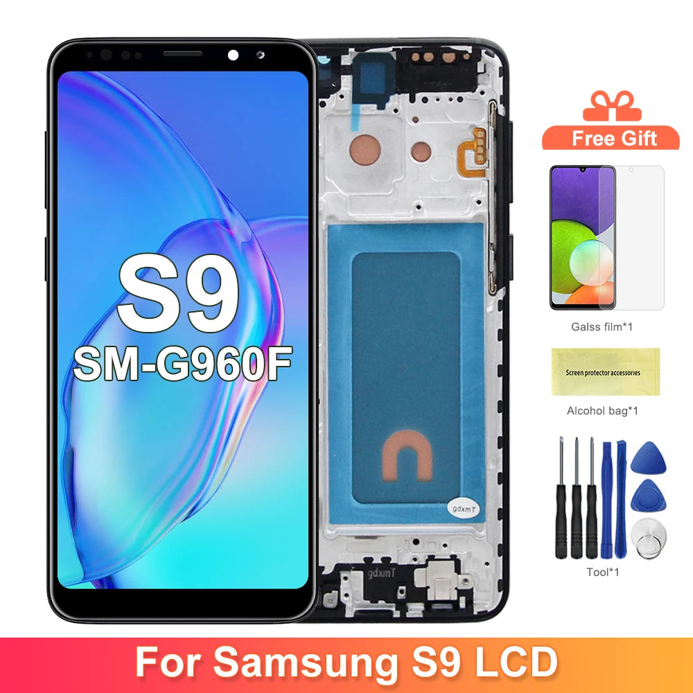 100% Tested Display For Samsung Galaxy S9 LCD With Digitizer Touch Screen Assembly SM-G960FD S9 G960 LCD with Frame Replacement Samsung phone repair parts