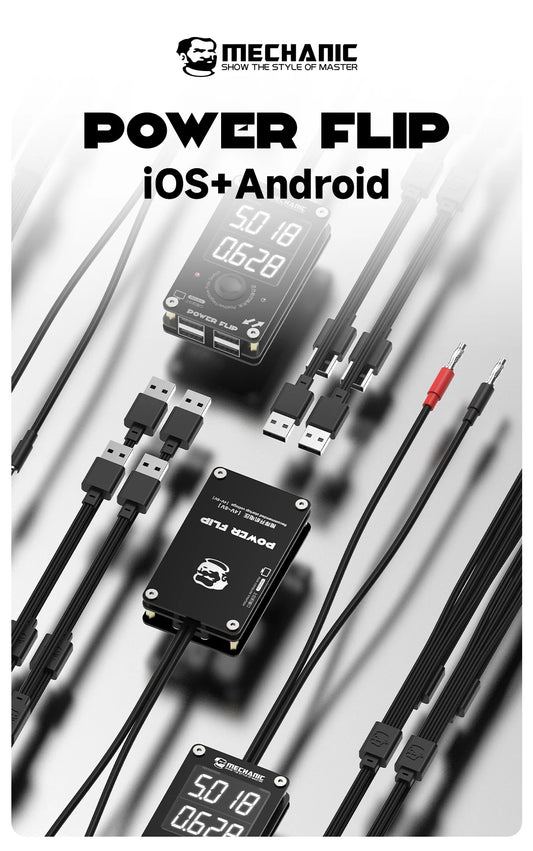 MECHANIC Intelligent Power On Cable For iOS+Android Real Time Display of Voltage and Current Power Flip Mobile Phone Repair Tool Professional Repair Tools