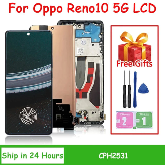 6.7"New For Oppo Reno10 5G LCD Display+Touch Screen Digitizer For Reno10 5G CPH2531 LCD With Fingerprint Oppo phone repair parts Realme phone repair parts