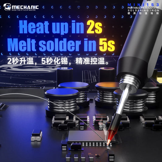 MECHANIC MINI 153 Portable Soldering Iron Type-C 10W Digital Thermostatic Electric Welding Tool for Electronics PCB Phone Repair Professional Repair Tools