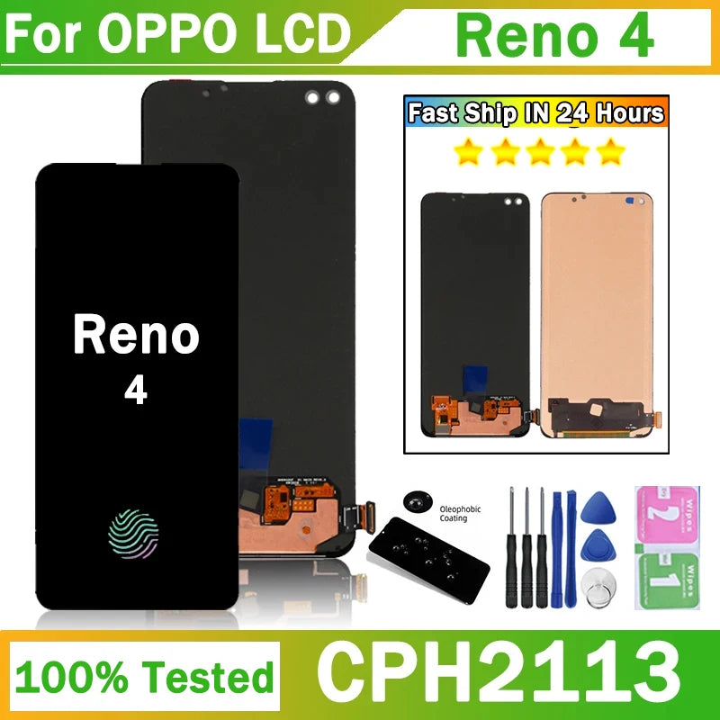 New Reno 4 LCD For OPPO Reno4 4G CPH2113 LCD Touch Screen Digitizer Assembly For Oppo Reno 4 5G PDPM00, PDPT00, CPH2091 Display Oppo phone repair parts Realme phone repair parts