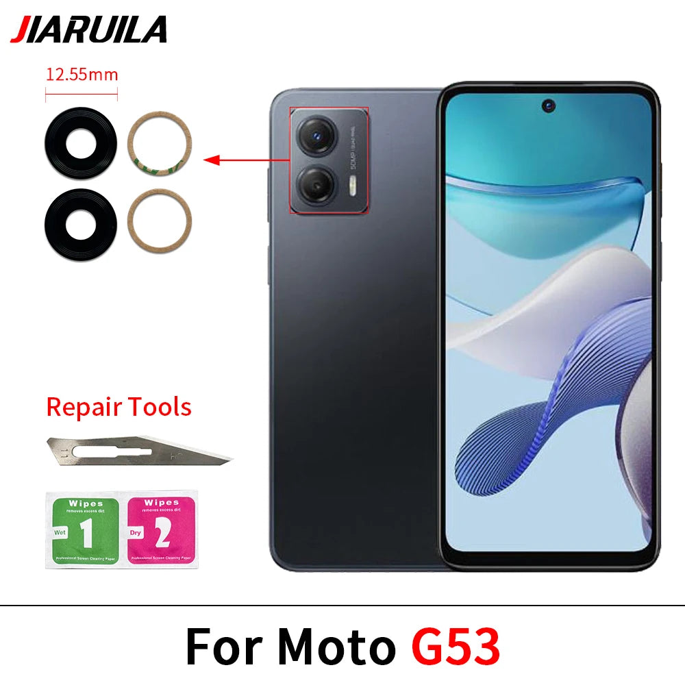100Pcs, Back Rear Camera Glass Lens With Adhesive For Moto G22 G32 G42 G52 G62 G13 G23 G53 G73 G14 G24 G34 G54 G84 G04 G82 5G Motorola phone repair parts