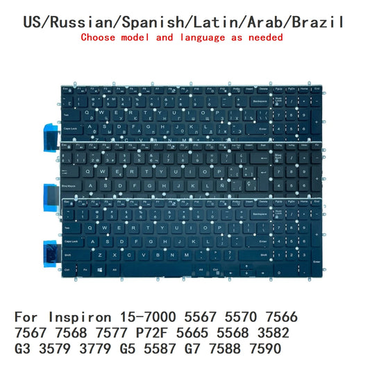 US RU SP AR BR Backlit Keyboard For Dell Inspiron 15-7000 5567 5570 7566 7567 7568 7577 P72F 5665 5568 3582 G3 3579 3779 G5 5587Dell laptop repair parts