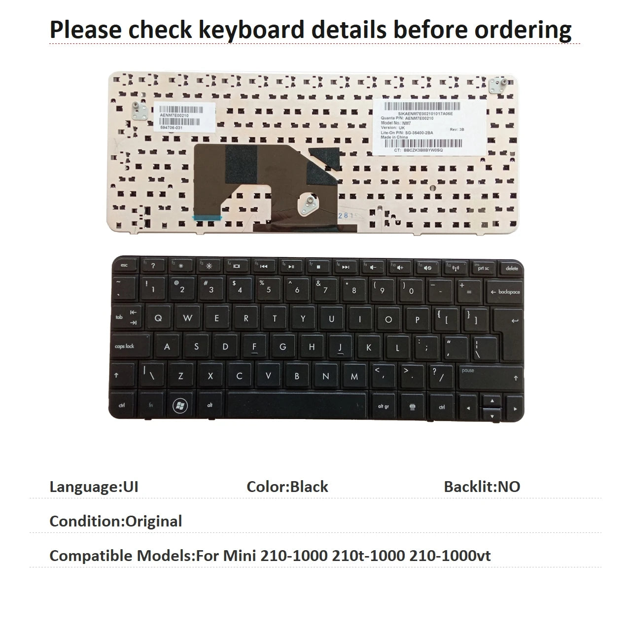 New UI Russian Spanish Brazil Language  Keyboard For HP Mini 210-1000 210t-1000 210-1000vt Notebook PC Replacement Keyboard HP laptop repair parts