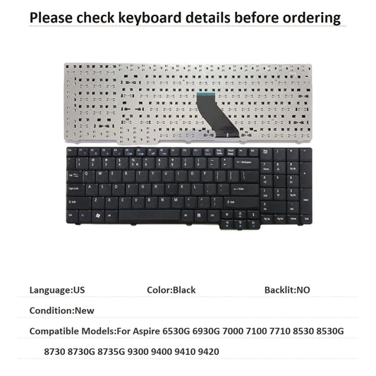 New US Language  Keyboard For Acer Aspire 6530G 6930G 7000 7100 7710 8530 8530G 8730 8730G 8735G 9300 9400 9410 9420 Acer laptop repair parts