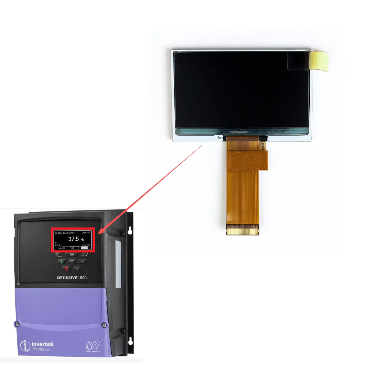 Original LCD Display For Optidrive ECO IP66 ODV-3-340240-3F1A-MN inverter Screen Replacement Repair parts Other Brand tablet repair parts