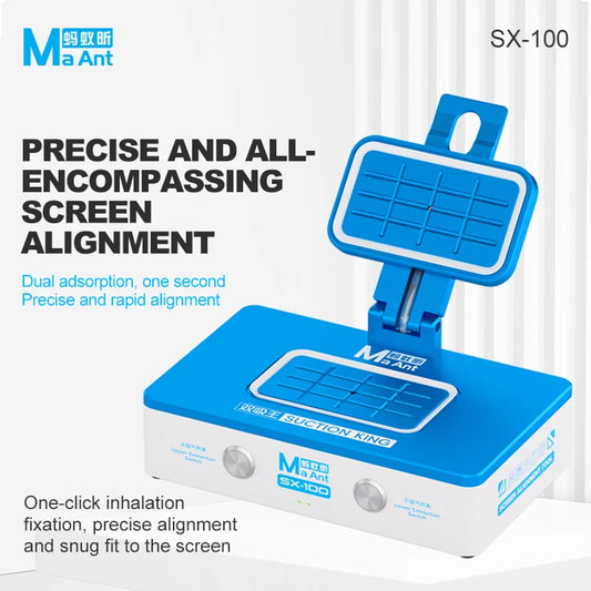 MAANT SX-100 Dual Independent Vacuum Pump Screen Alignment Tool 135° Folding Fixture for IPhone Curved Flat LCD Screen Repair Professional Repair Tools
