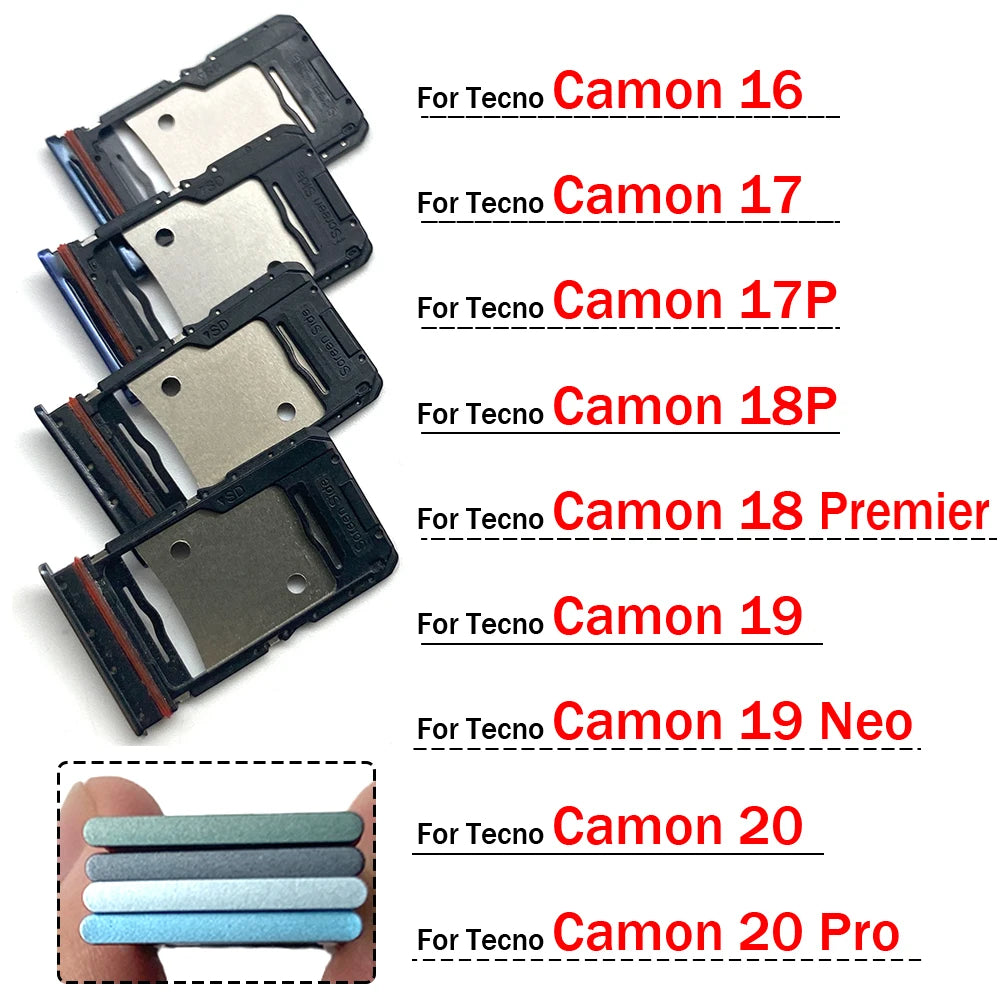 New For Tecno Camon 16 17 17P 18 18P 19 20 Pro Neo Premier SIM Card Slot SD Card Tray Holder Adapter Repair Parts Tecno phone repair parts