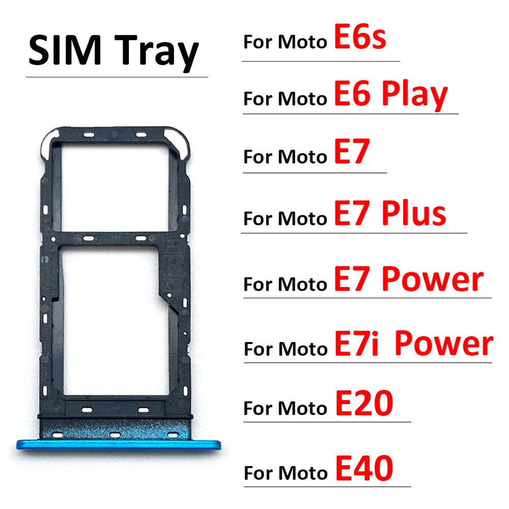 New SiM Tray For Moto E6 Play E6s E7 Plus E7i Power E20 E40 SIM Card Slot SD Card Tray Holder Adapter Motorola phone repair parts