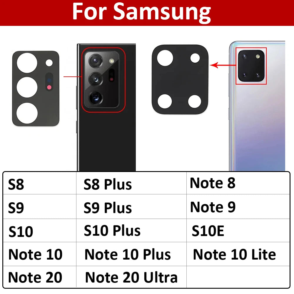 Camera Glass Back Rear Camera Glass Lens For Samsung S8 S9 S10 Plus 5G S10e Note 8 9 10 20 Plus Lite Ultra With Adhesive Sticker Samsung phone repair parts