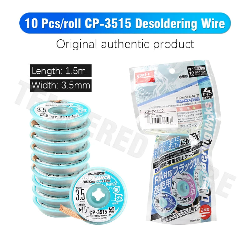 GOOT High Quality Desoldering Wick With Braided Copper Wire CP2015 1515 3015 3515 2515 BGA Solder Paste Remover repair tools Kit Professional Repair Tools