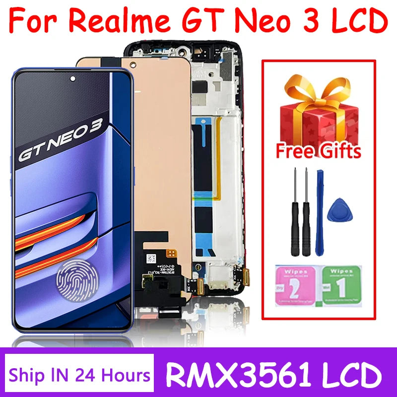 6.7" AMOLED For OPPO Realme GT Neo 3 RMX3560 LCD Display Touch Panel Screen Digitizer Assembly For Realme GT Neo3 RMX3561 LCD Oppo phone repair parts Realme phone repair parts