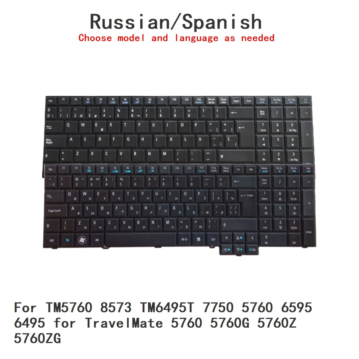 New Russian Spanish Language  Keyboard For Acer TM5760 8573 TM6495T 7750 5760 6595 6495 for TravelMate 5760 5760G 5760Z 5760ZG Acer laptop repair parts