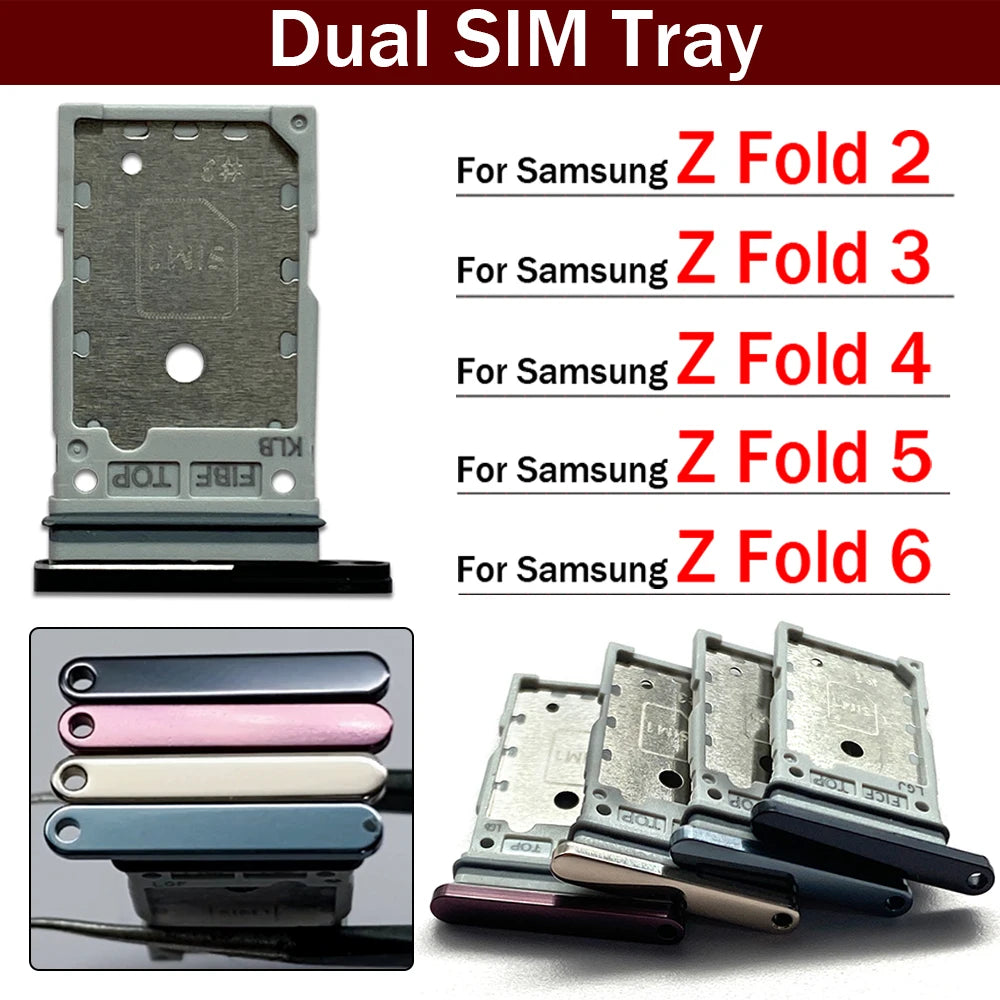 New For Samsung Z Fold 2 3 4 5 6 F916 F926 F936 F946 Micro Nano SIM Card Holder Tray Slot Holder Adapter Socket Samsung phone repair parts